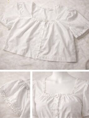 Fly Air White Eyelet Lace Crop Blouse - One Size